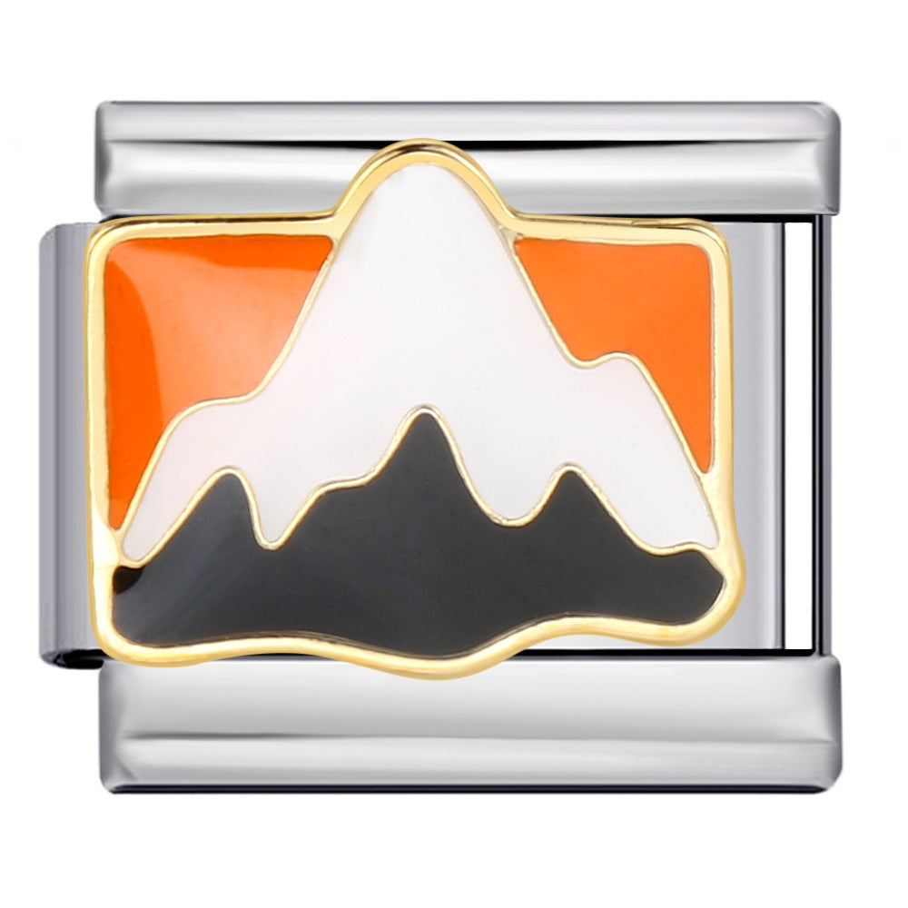 Architectural Logo Italian Module Bracelet DIY Welding Drip Oil Bracelet Elastic Splicing Stainless Steel Strap Chain