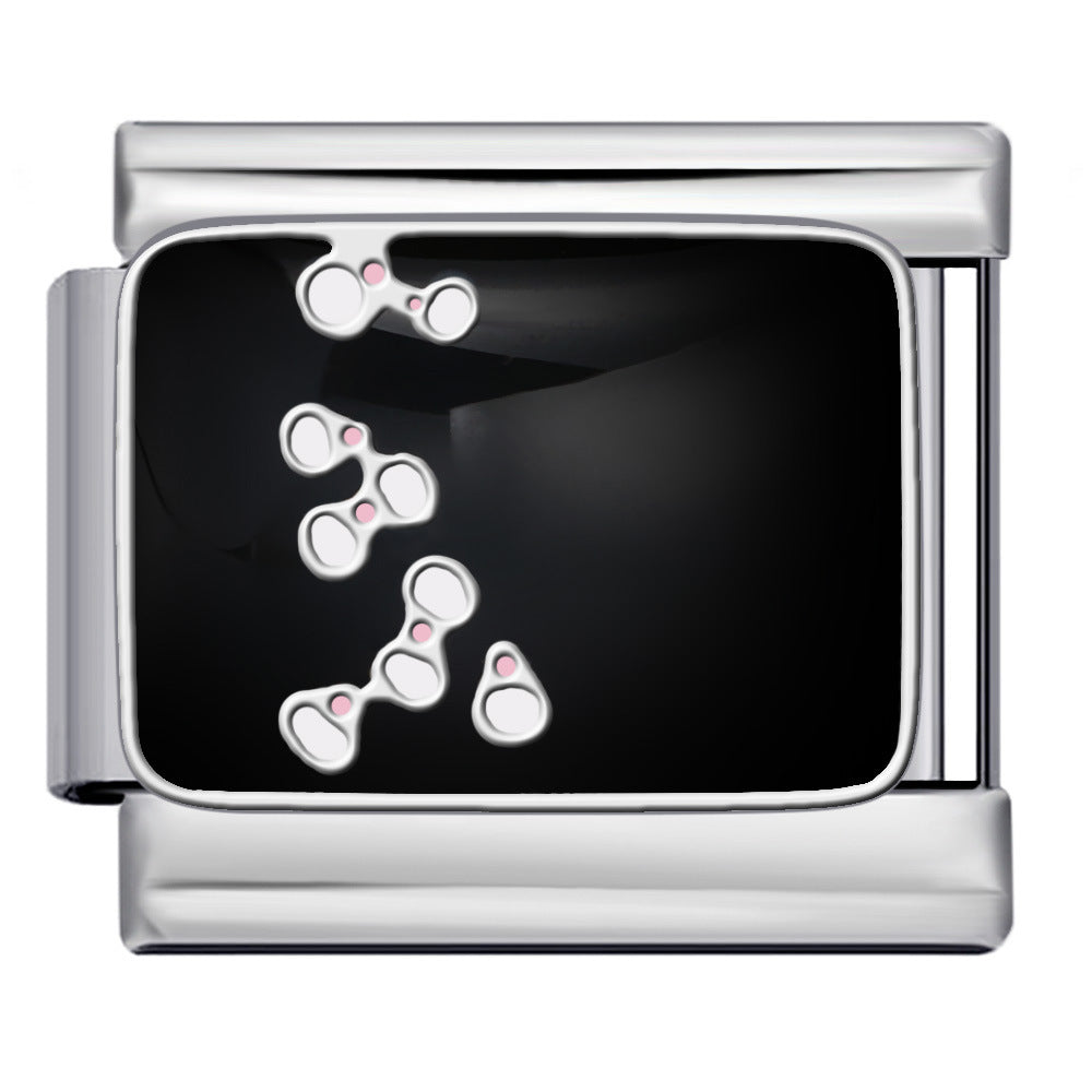 Cross Border Hot Selling Italian Module Bracelet Titanium Steel Drip Oil Welding Pattern DIY Watch Strap Chain Bracelet Wholesale