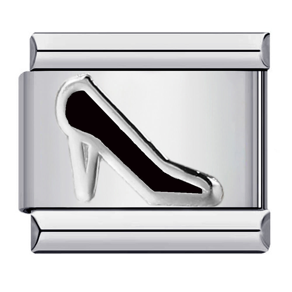 Color Stamping Series DIY Italian Module Bracelet Titanium Steel Gold Plated Drip Oil Elastic Splicing Bracelet Accessories