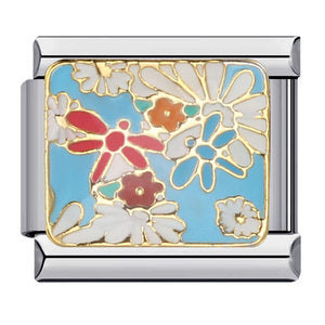 Four Season Element Gold-plated Oil Drop DIY Italian Module Bracelet with Personalized Welding Pattern Stainless Steel Bracelet