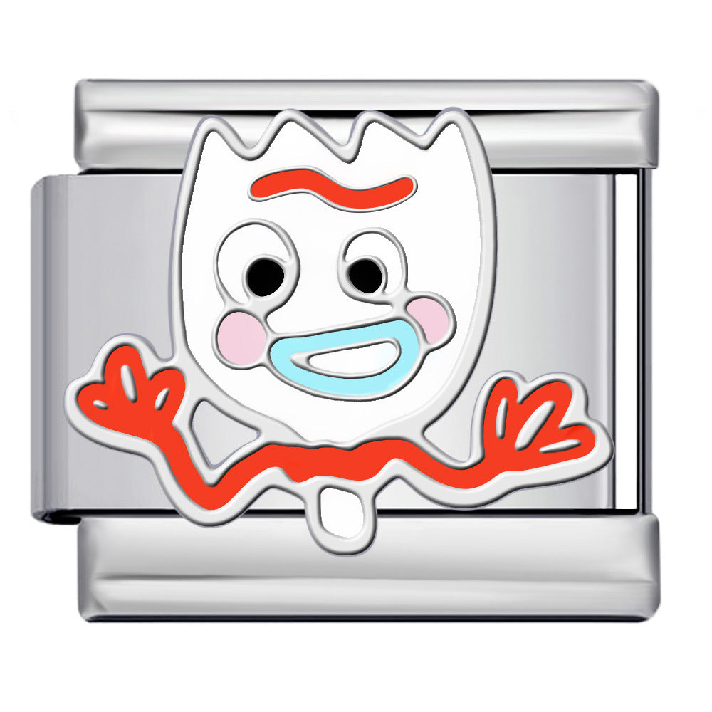 New Titanium Steel Welded Cartoon Italian Modular Bracelet Fashion DIY Stretch Bangle Splice Strap Chain