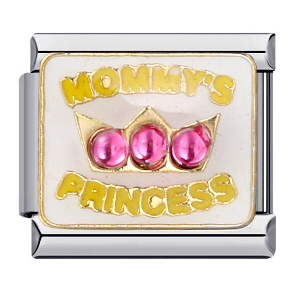 New Warm Mother's Day Series Bracelet Titanium Steel Gold Plated Welding Pattern DIY Italian Module Bracelet