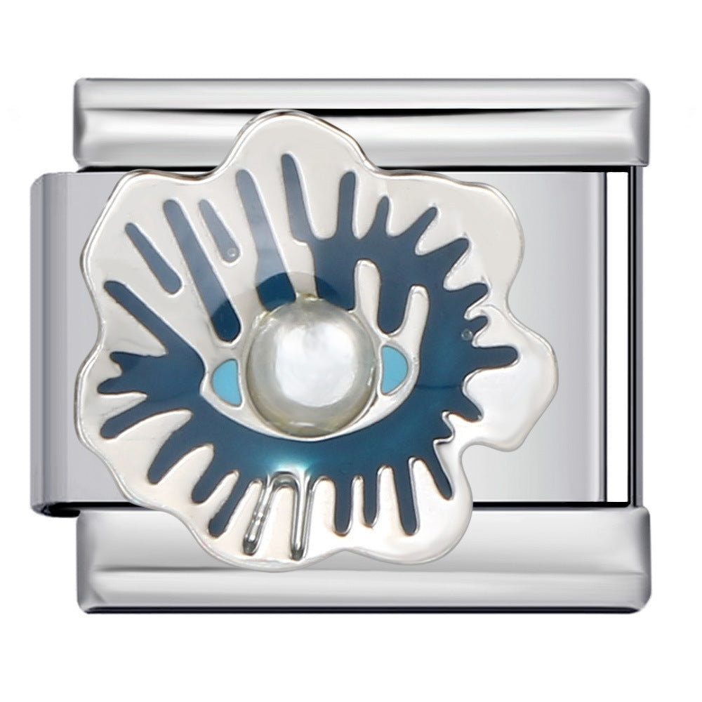 Italian Module Bracelet Devil's Eye Titanium Steel Welding Drip Oil Pattern DIY Elastic Splicing Personalized Strap Chain