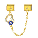 New Gold and Silver Devil's Eye Hook Chain Bracelet Stainless Steel DIY Elastic Italian Module Bracelet