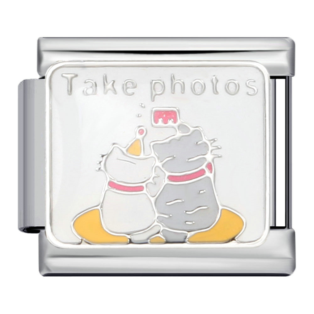 Pet Cat Dog Series Titanium Steel Welding Drip Bracelet Cartoon DIY Italian Module Wholesale Charm Bracelet for Animal Lovers