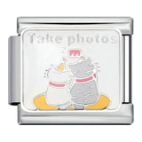 Pet Cat Dog Series Titanium Steel Welding Drip Bracelet Cartoon DIY Italian Module Wholesale Charm Bracelet for Animal Lovers