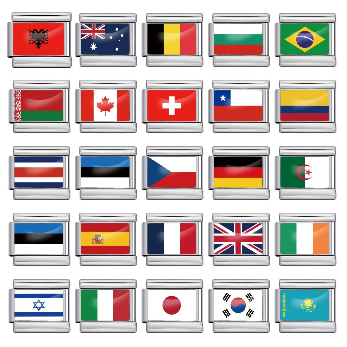 Hot Selling New World Flag Photo Dropper Series Titanium Steel DIY Italian Module Bracelet Accessories Wholesale