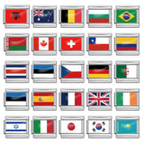 Hot Selling New World Flag Photo Dropper Series Titanium Steel DIY Italian Module Bracelet Accessories Wholesale