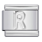 Italian Stainless Steel Silver Raised 26 Letter DIY Module Bracelet with Free Splicing Elastic Watch Strap