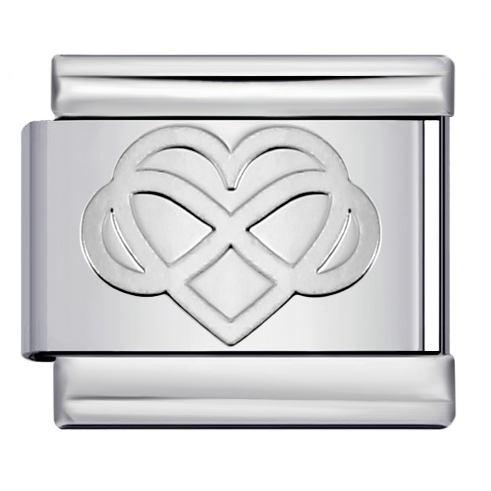 Concave Silver Titanium Steel Stamping Pattern DIY Italian Module Bracelet Italian Charm Bracelet