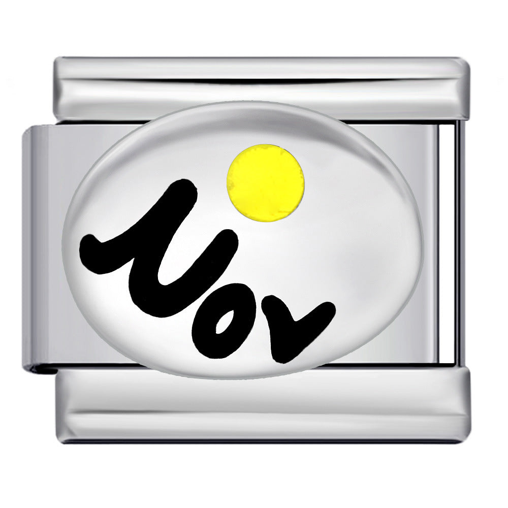 Italian Modular Bracelet 12 Birthstones Titanium Steel Welded Colorful Beads DIY Stretchable Fashion Wristband Accessory