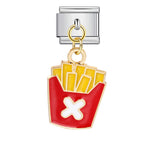 Gourmet Series Burger Fry Pendant Italian Module Bracelet Welding Drip Oil DIY Titanium Steel Strap Chain