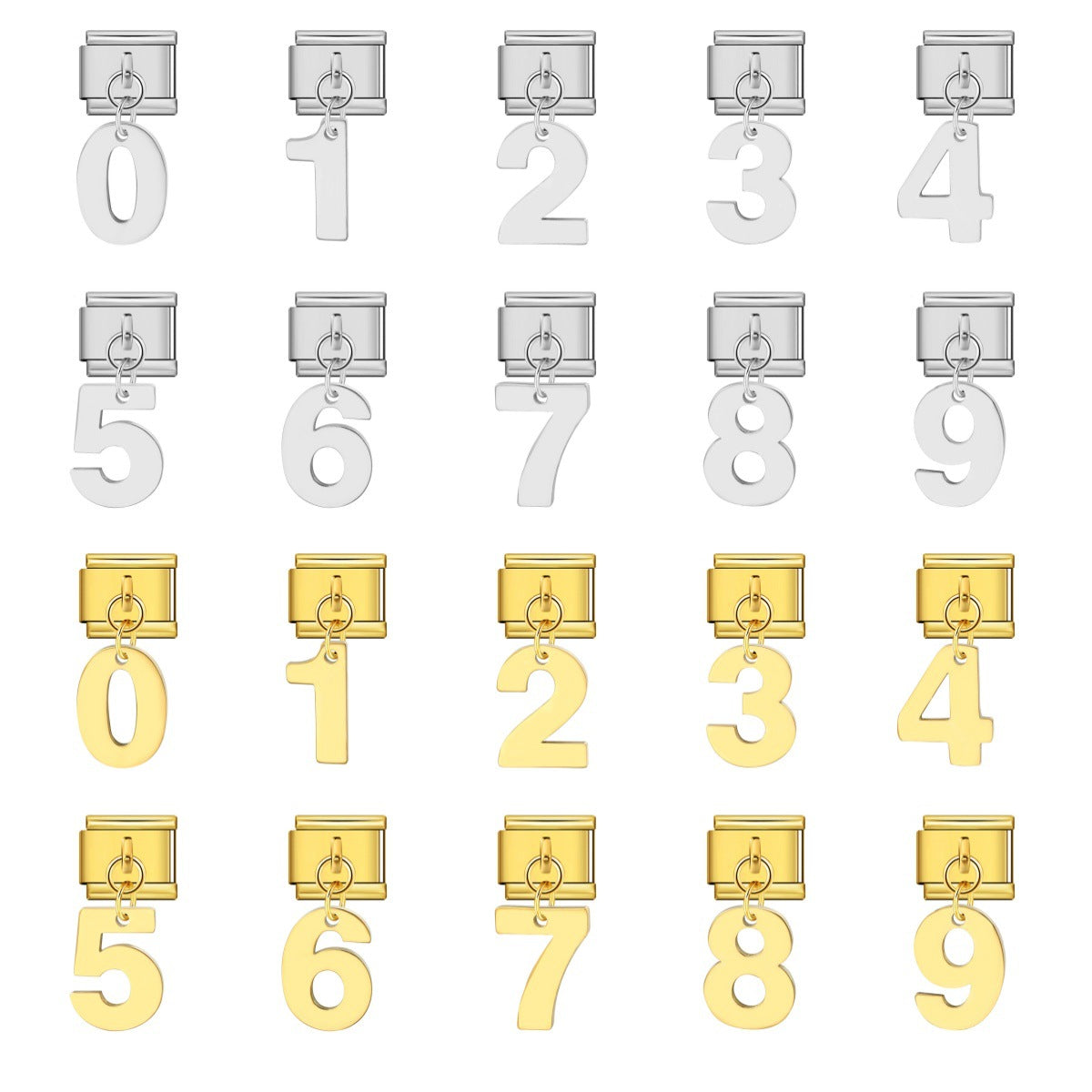 Single Digital Italian Module Bracelet Stainless Steel Hook Pendant DIY Elastic Bracelet Accessory