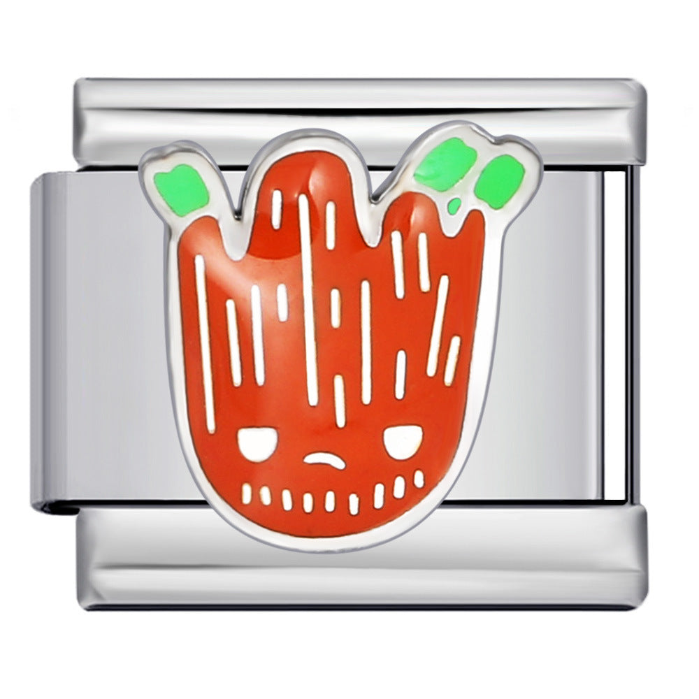 Italian Module Bracelet Anime Cartoon Titanium Steel Welding Gold Plating Drip Oil Pattern DIY Splicing Bracelet Accessories