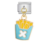 Gourmet Series Burger Fry Pendant Italian Module Bracelet Welding Drip Oil DIY Titanium Steel Strap Chain