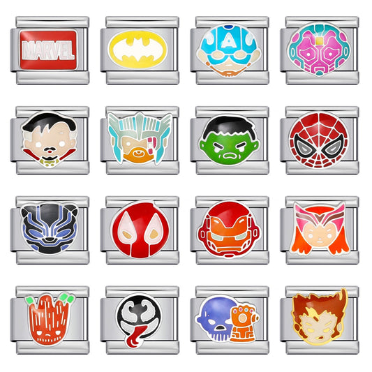 Italian Module Bracelet Anime Cartoon Titanium Steel Welding Gold Plating Drip Oil Pattern DIY Splicing Bracelet Accessories