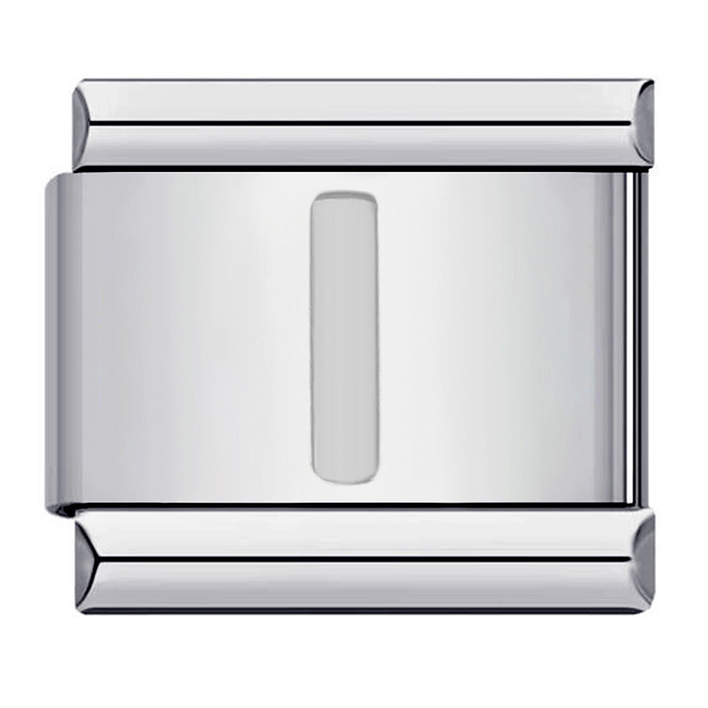 New Titanium Steel Silver Concave Surface 26 English Letters Italian Module Bracelet DIY Strap Chain Accessories Wholesale