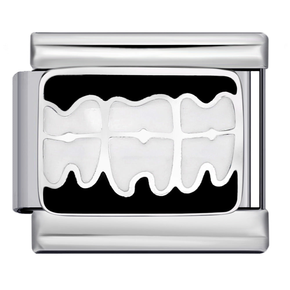 Personalized Pattern Italian Module Bracelet Stainless Steel Welding Drip Oil Cartoon DIY Elastic Splicing Bracelet