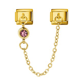 Cross Border Hot Selling 12th Birthday Stone Italian Module Bracelet Gold Hook Pendant DIY Elastic Stainless Steel Bracelet