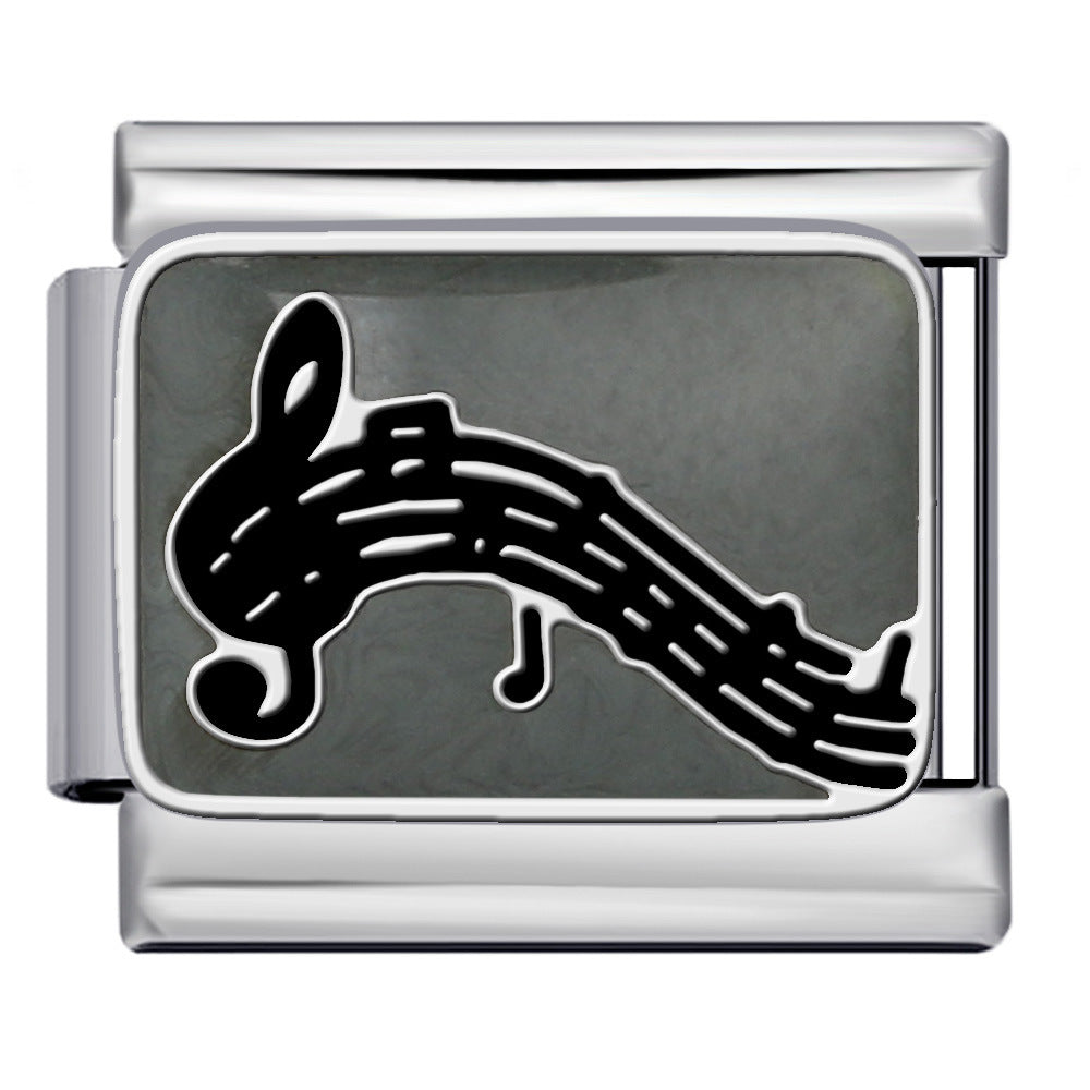 New DIY Italian Module Bracelet Titanium Steel Drip Oil Welding Pattern Strap Chain Fashion Splicing Strap Chain