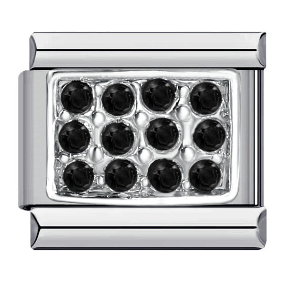 Diamond Studded Square Stainless Steel DIY Italian Module Bracelet Italian Charm Bracelet