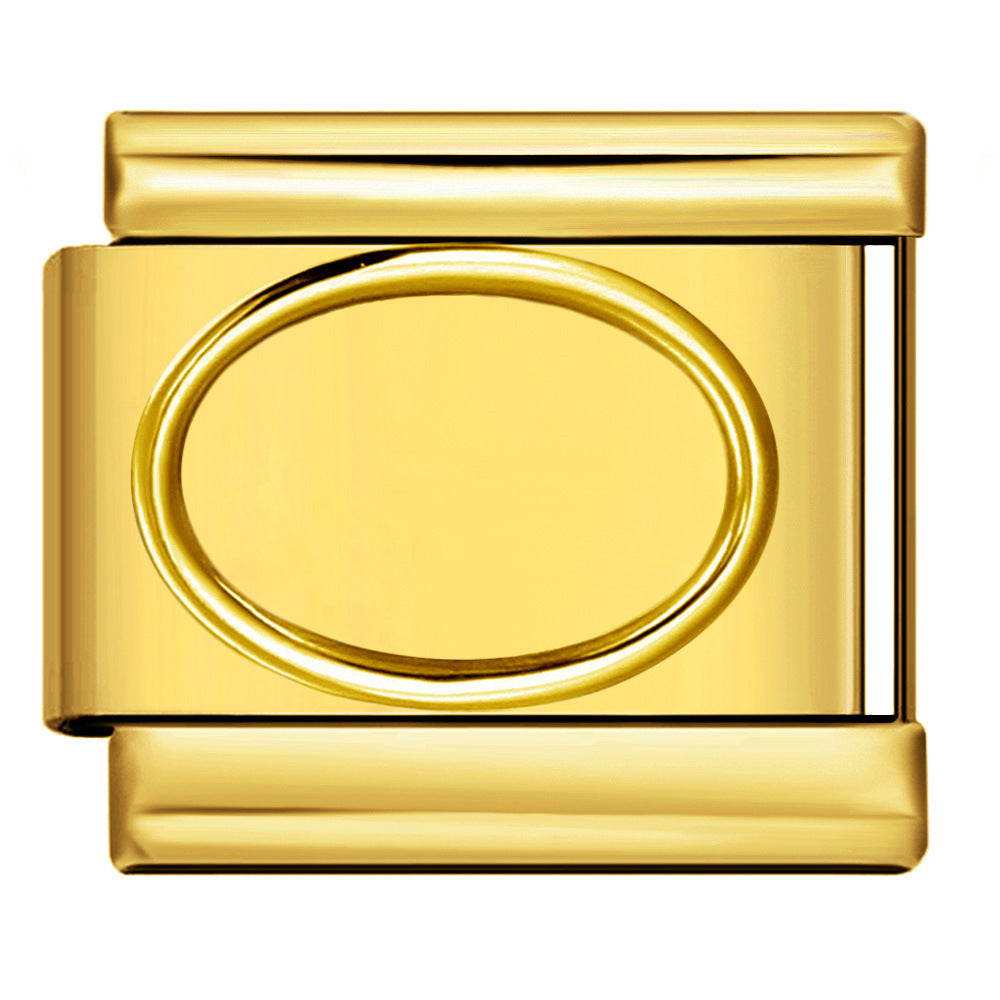 Italian Module Bracelet Titanium Steel All Gold Stamping Pattern DIY Italian Charm Bracelet