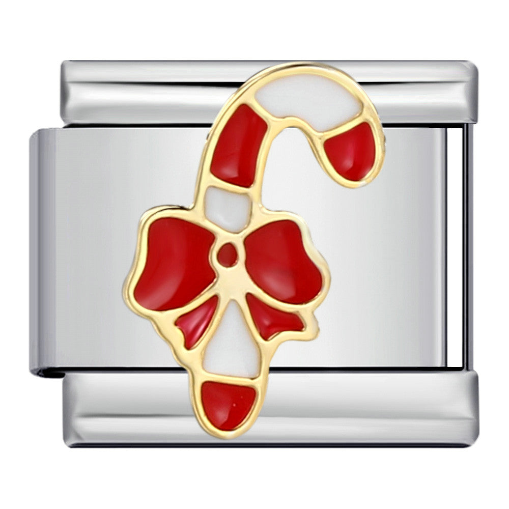 Christmas Series Italian Module Bracelet DIY Stainless Steel Welding Drip Oil Pattern Elastic Splicing Strap Chain