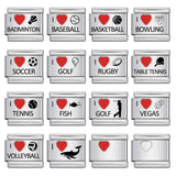 Laser Engraved Red Heart-shaped Ball Pattern Charm Module Titanium Steel DIY Free Splicing Italian Bracelet