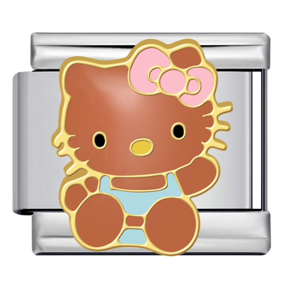 New Cute Cartoon Pattern Italian Module Bracelet Titanium Steel Gold Plated Welding DIY Strap Chain Bracelet