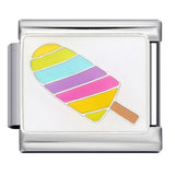 Gold and Silver Bottom Colorful Pattern Italian Module Bracelet Titanium Steel Welding Drip Oil DIY Bracelet Girlfriend Gift for Girls