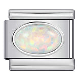 Elliptical Colored Stone Italian Module Bracelet Birthday Stone Stainless Steel DIY Simple and Versatile Bracelet Accessories