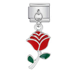 Italian Charm Module Bracelet Single Flower Handmade Pendant Titanium Steel Strap Chain