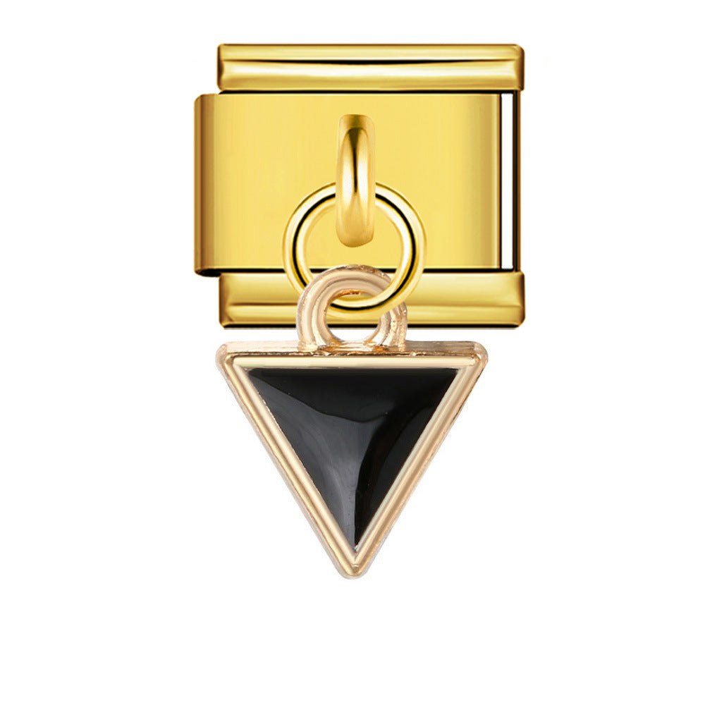 Charm Pendant Hook Style Italian Module Bracelet Titanium Steel Drip Oil Pattern DIY Bracelet Gift for Girls