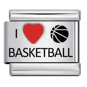 Laser Engraved Red Heart-shaped Ball Pattern Charm Module Titanium Steel DIY Free Splicing Italian Bracelet