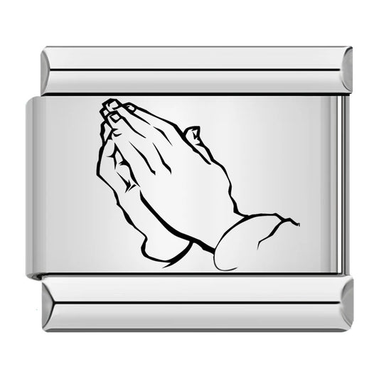 Titanium Steel Laser Engraved Cross Italian Module Bracelet DIY Watch Strap Chain Italian Charms