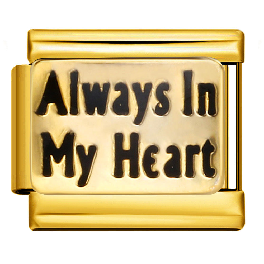 Italian Style Gold Black Modular Bracelet Titanium Steel Drip Welding Design DIY Stretchable Bangle