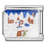 Fairy Tale Castle Italian Module Bracelet Titanium Steel Welding Gold Drip Oil Cartoon DIY Splicing Bracelet Accessories