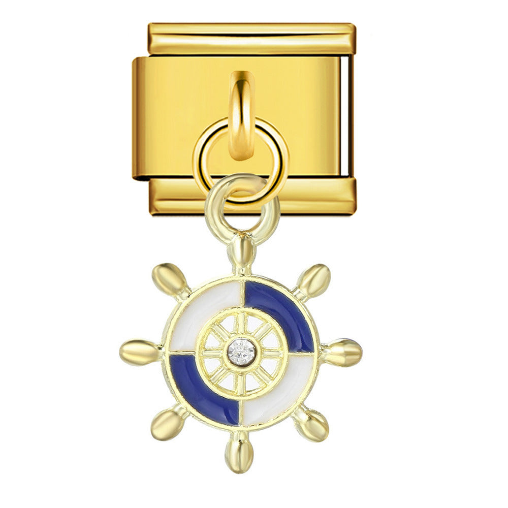 New Star Moon Series Pendant Italian Module Bracelet Single Hook Titanium Steel Elastic Splicing Strap Chain