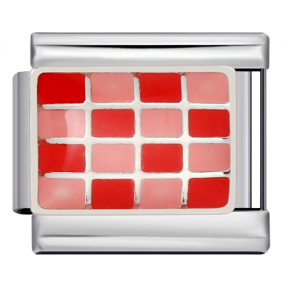 Fashion Color Checkerboard Series Italian Module Bracelet Titanium Steel Welding Drip Oil DIY Free Splicing Bracelet