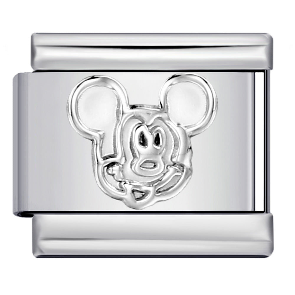 Convex Silver Stamping Pattern Italian Module Bracelet DIY Titanium Steel Bracelet Italian Charms