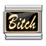 Black Gold Plated Cartoon DIY Italian Modular Bracelet Unique Welded Pattern Stainless Steel Bangle