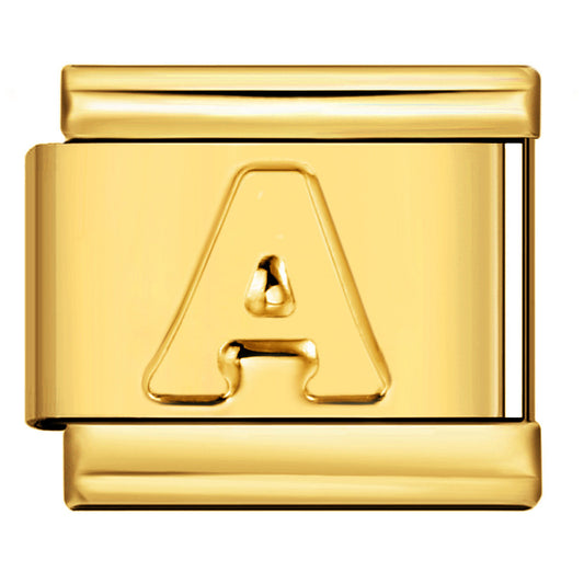 Golden Concave Letter Series Italian Module Bracelet Titanium Steel Stamping DIY Elastic Splicing Bracelet Accessories