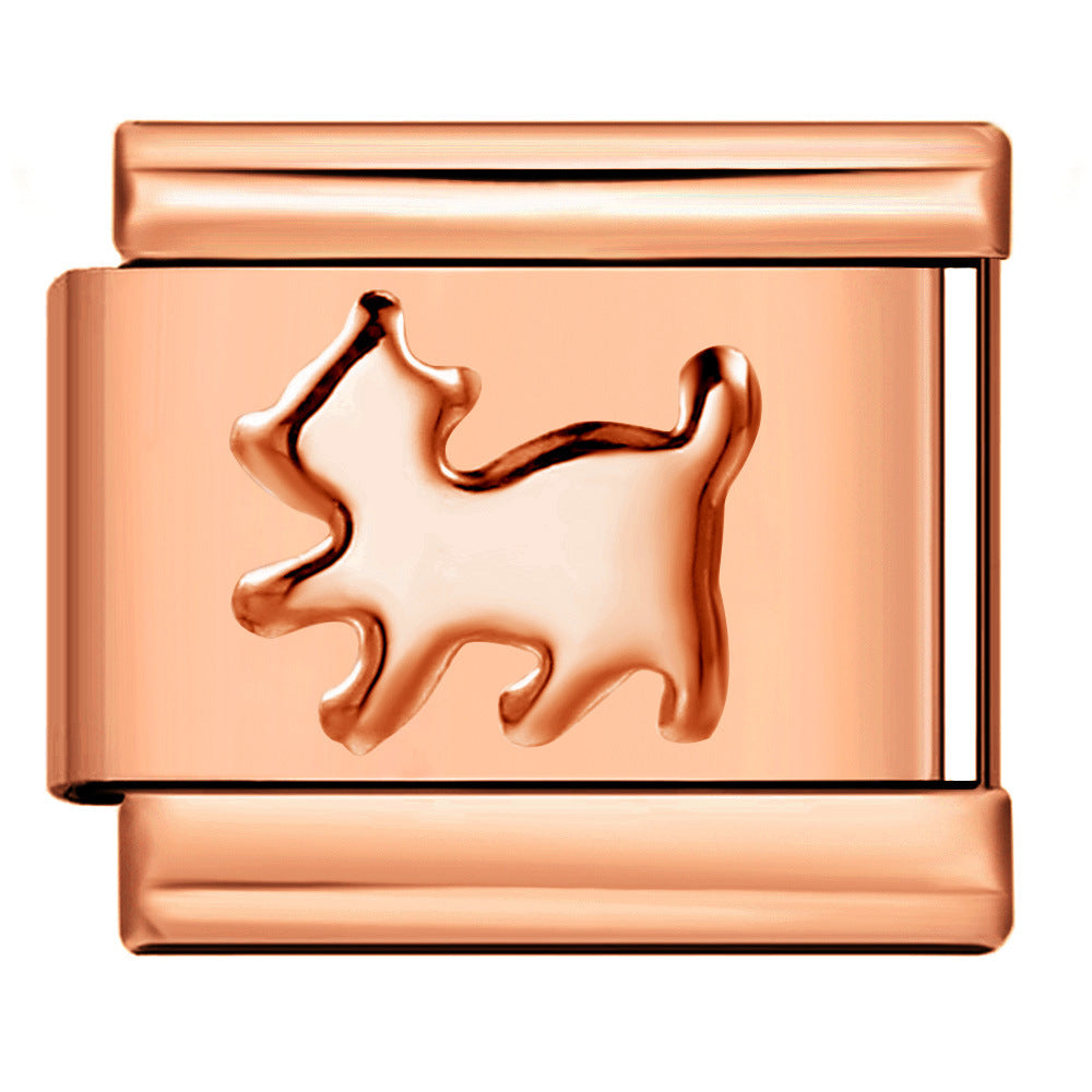 Rose Gold Titanium Steel Stamping Pattern DIY Italian Module Bracelet Italian Charm Bracelet