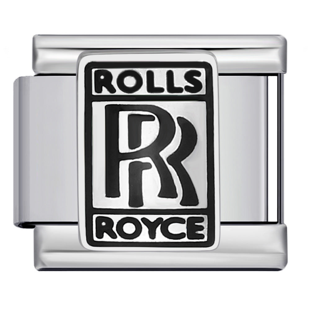 Logo Element Titanium Steel Welded Gold-plated Drip Oil Bracelet DIY Italian Module Bracelet Elastic Splicing Strap Chain