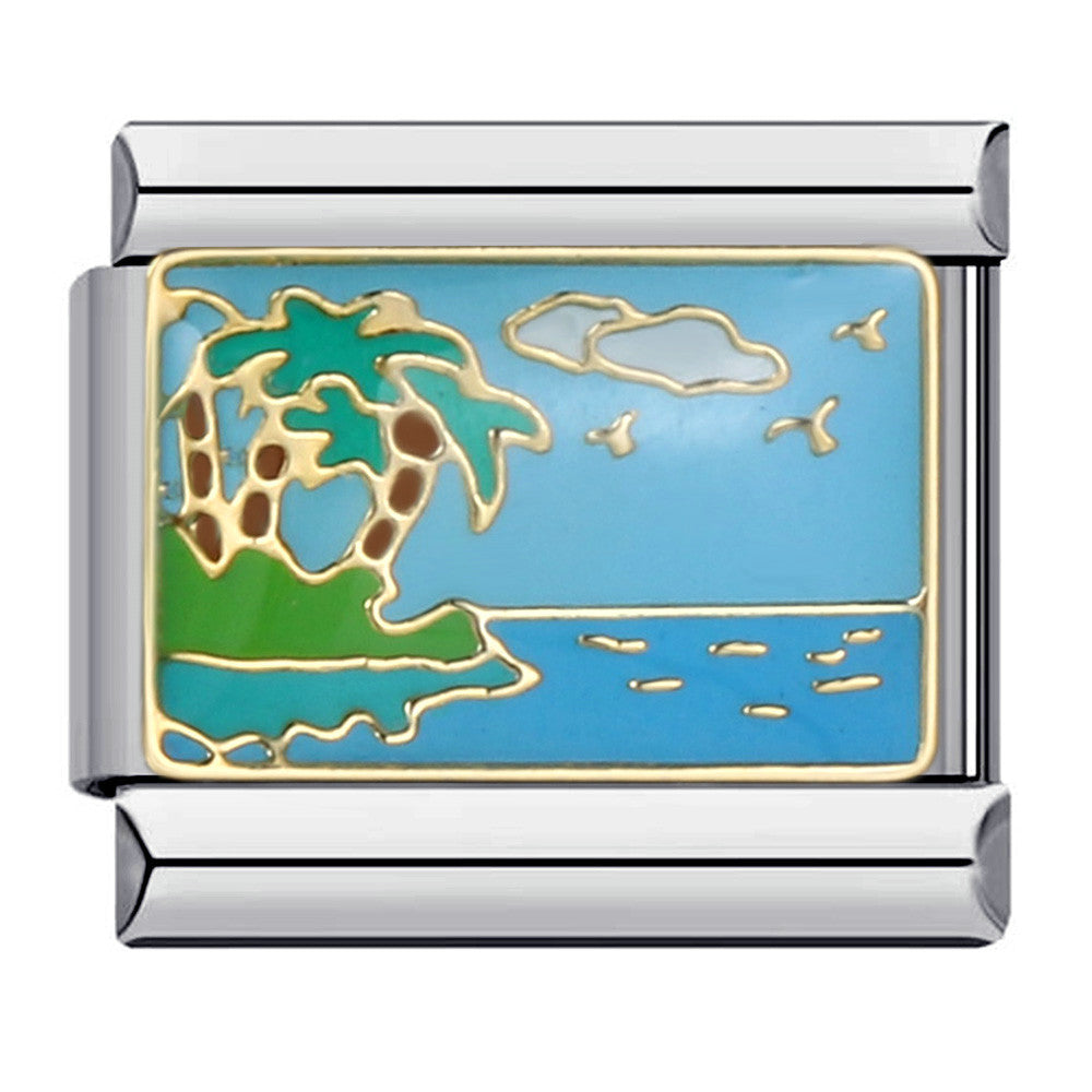 New Leisure Vacation Titanium Steel Welding Drip Oil DIY Italian Module Bracelet Fashion Personality Watch Strap Chain Wholesale