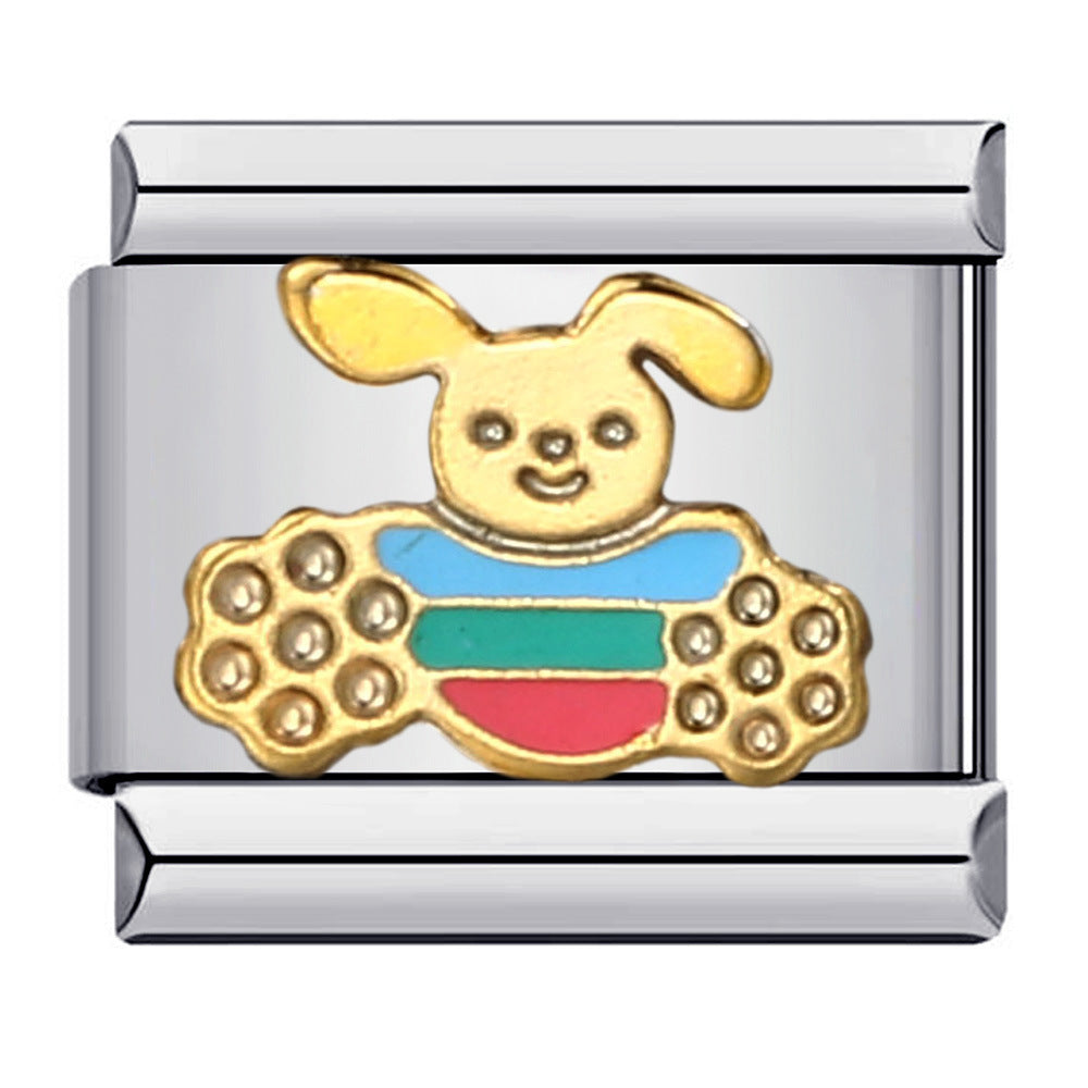 Stainless Steel Welding Drip Oil Animal DIY Italian Module Bracelet Italian Charm Bracelet