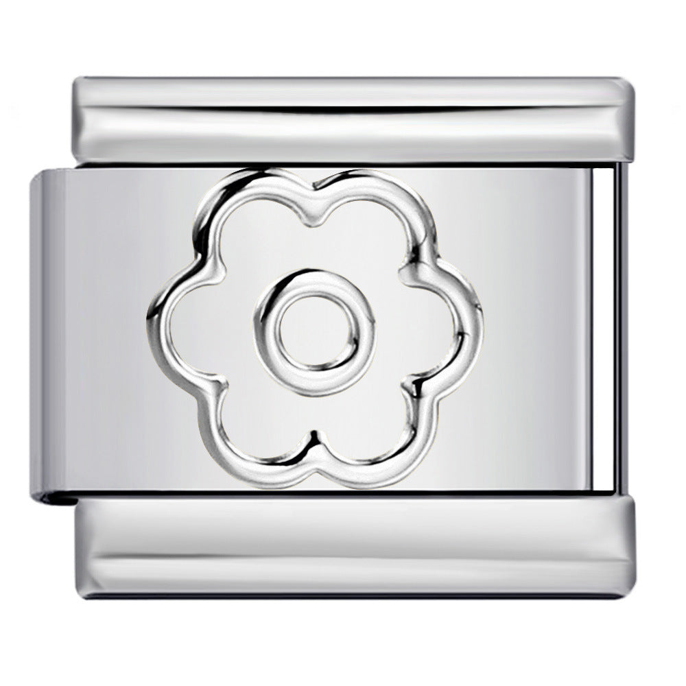 Titanium Steel Gold Silver Stamping Pattern DIY Italian Module Bracelet Italian Charm Bracelet