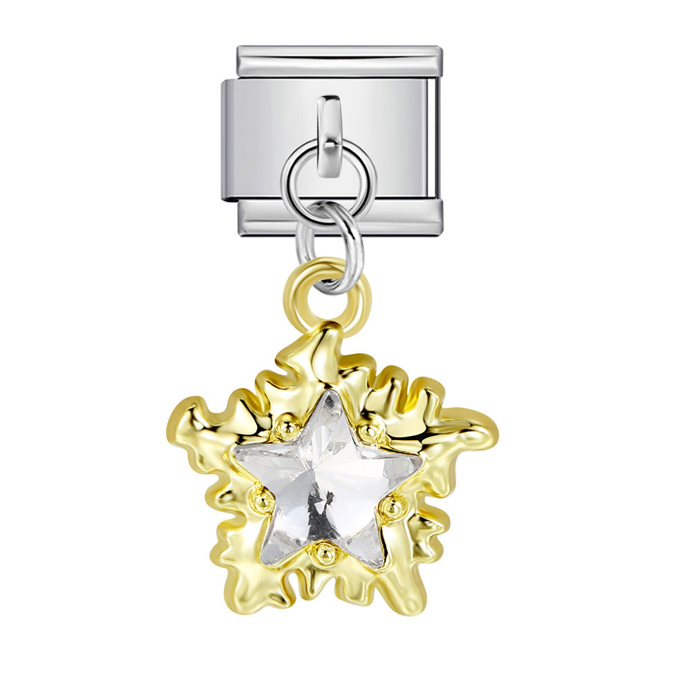 Silver Bottom Cute Pendant Italian Module Bracelet Hook DIY Titanium Steel Micro Inlaid Zircon Elastic Splicing Strap Chain