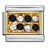 Diamond Studded Square Stainless Steel DIY Italian Module Bracelet Italian Charm Bracelet