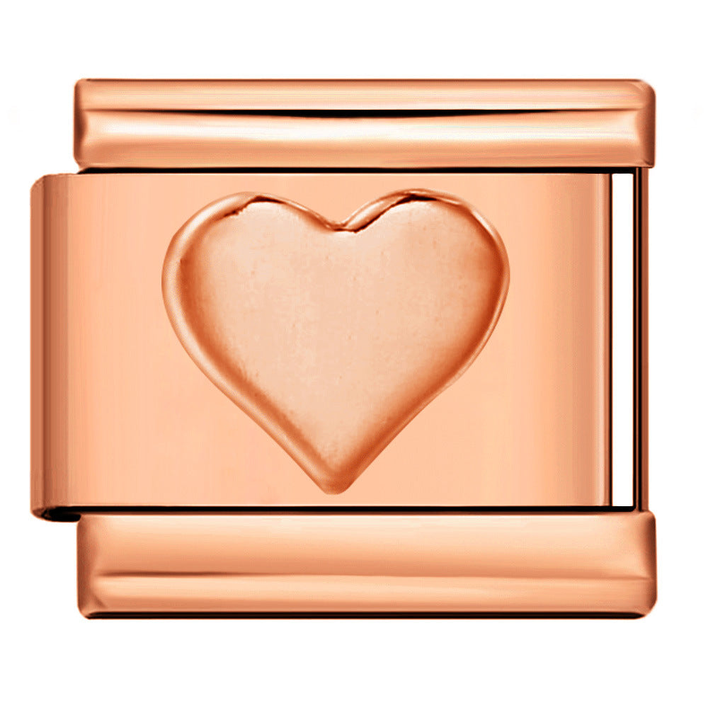 Rose Gold Titanium Steel Stamping Pattern DIY Italian Module Bracelet Italian Charm Bracelet